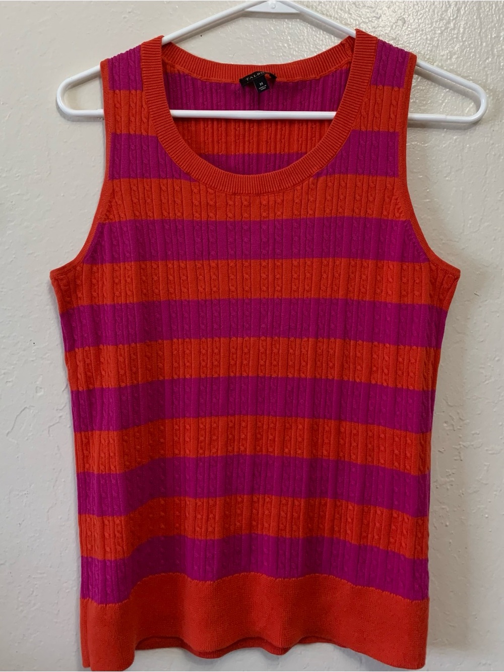 Funky Orange Y2K Hipster Pink Colorful Knit Tank-Top Shirt - Talbots
